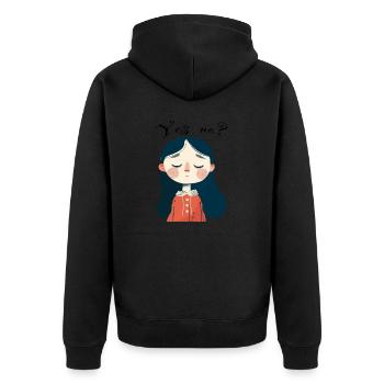 Yes or no? Ist es ein Baby? - Unisex Premium Bio Zip Hoodie - Schwarz - Hinten - Nico (187cm)