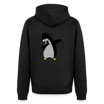 pinguin dabbing 02 - Unisex Premium Bio Zip Hoodie - Schwarz - Hinten - Nico (187cm)