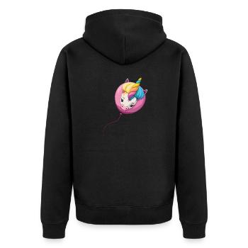Einhorn Ballon - Unisex Premium Bio Zip Hoodie - Schwarz - Hinten - Nico (187cm)