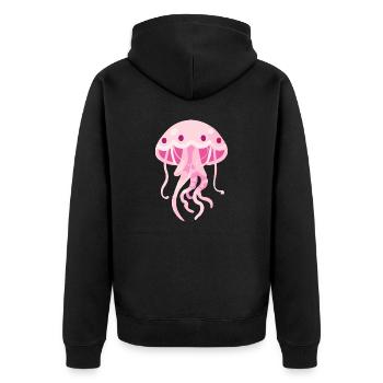 Pink Jellyfish - Unisex Premium Organic Zip Hoodie - black - Back - Nico (187cm)