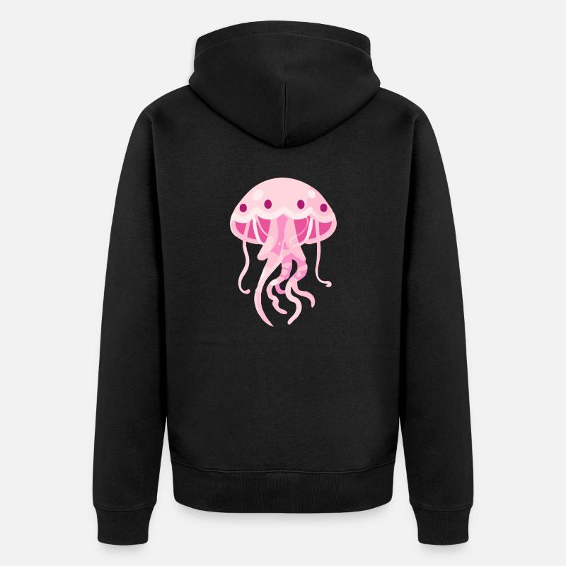 Méduse rose - Veste à capuche bio Premium Unisexe - noir