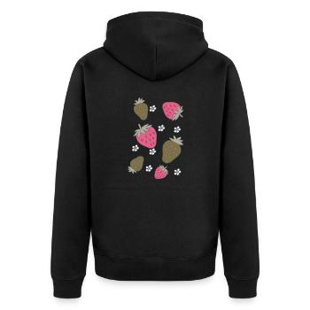 Strawberries Pink Green - Unisex Premium Organic Zip Hoodie - black - Back - Nico (187cm)