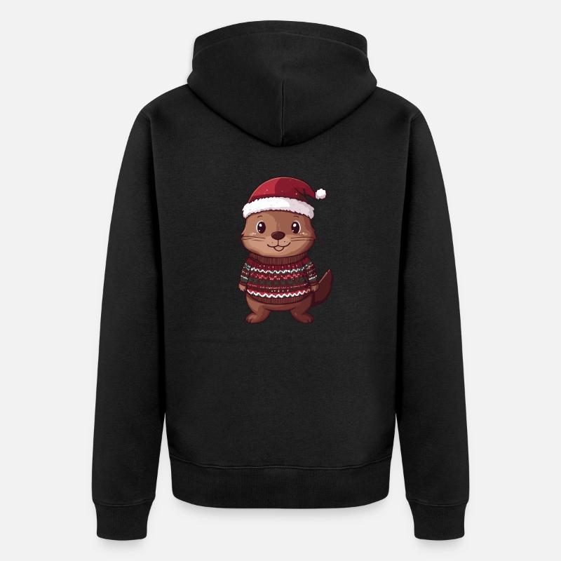 Noël du castor - Veste à capuche bio Premium Unisexe - noir