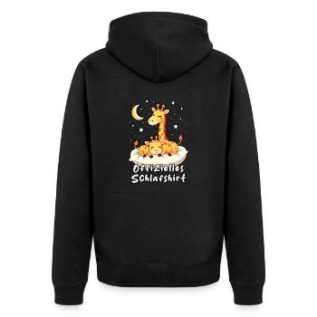 Offizielles Schlafshirt Süße Giraffe im Traumland - Unisex Premium Bio Zip Hoodie - Schwarz - Hinten - Nico (187cm)