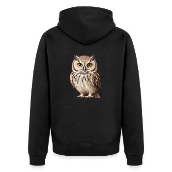 Young brown owl - Unisex Premium Organic Zip Hoodie - black - Back - Nico (187cm)