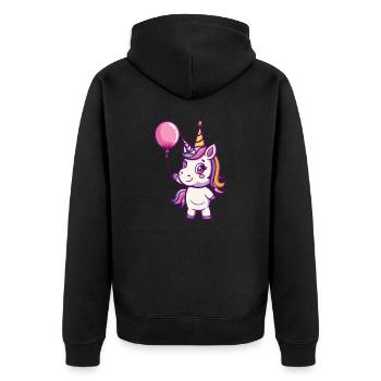 Licorne Anniversaire Bande dessinée Mignon - Veste à capuche bio Premium Unisexe - noir - Dos - Nico (187cm)