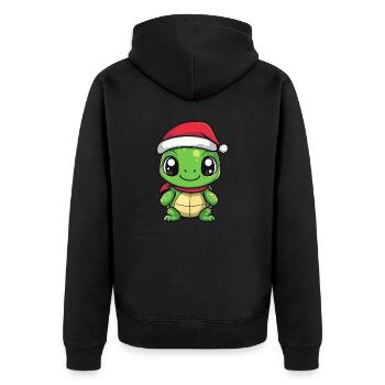 Turtle Christmas - Unisex Premium Organic Zip Hoodie - black - Back - Nico (187cm)