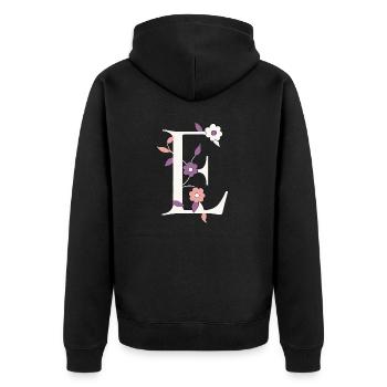 Letter E Monogram Retro - Unisex Premium Organic Zip Hoodie - black - Back - Nico (187cm)