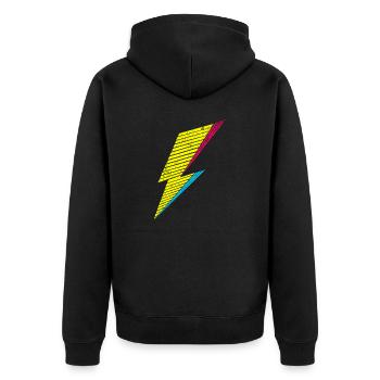 bolt of lightning 80s - Unisex Premium Bio Zip Hoodie - Schwarz - Hinten - Nico (187cm)