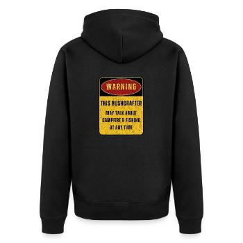 bushcrafter campfire & fishing Outdoor Adventure - Unisex Premium Organic Zip Hoodie - black - Back - Nico (187cm)