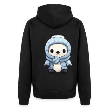 Polar Bear Winter Bear Comic Cute - Unisex Premium Organic Zip Hoodie - black - Back - Nico (187cm)