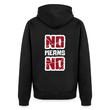 no means no - Unisex Premium Organic Zip Hoodie - black - Back - Nico (187cm)