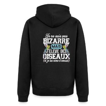 Oiseau Animal Bec Cadeau Humour Moineau Mésange - Veste à capuche bio Premium Unisexe - noir - Dos - Nico (187cm)
