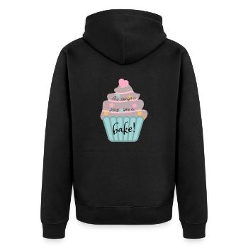 It's always a great time to bake! - Unisex Premium Bio Zip Hoodie - Schwarz - Hinten - Nico (187cm)