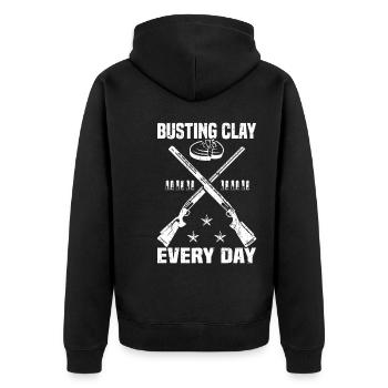 Tontaubenschießen Sprüche | Skeet Hobby Geschenke - Unisex Premium Bio Zip Hoodie - Schwarz - Hinten - Nico (187cm)