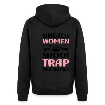 Trapschießen | Schießsport Fallenschießen Geschenk - Unisex Premium Bio Zip Hoodie - Schwarz - Hinten - Nico (187cm)