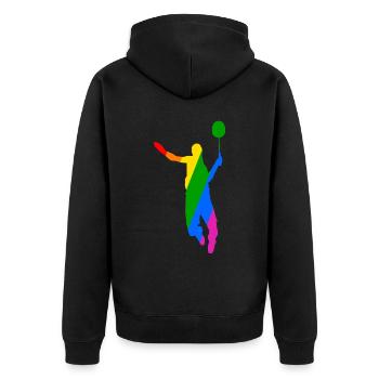 Conception de tennis de badminton arc-en-ciel - Veste à capuche bio Premium Unisexe - noir - Dos - Nico (187cm)
