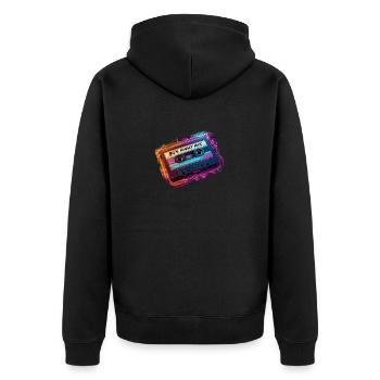 80's Night Mix retro Kassette Musik Mixtape Disco - Unisex Premium Bio Zip Hoodie - Schwarz - Hinten - Nico (187cm)