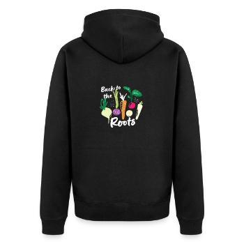 Back to the Roots Variation of Vegetables Vegetarian - Unisex Premium Organic Zip Hoodie - black - Back - Nico (187cm)