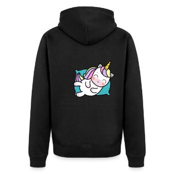 Licorne sur oreiller idée cadeau mignon - Veste à capuche bio Premium Unisexe - noir - Dos - Nico (187cm)
