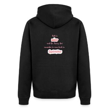 Börsenweisheit: sell in may and go away - Unisex Premium Bio Zip Hoodie - Schwarz - Hinten - Nico (187cm)