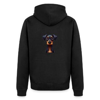 Playful Doberman Pinscher Design - Unisex Premium Organic Zip Hoodie - black - Back - Nico (187cm)