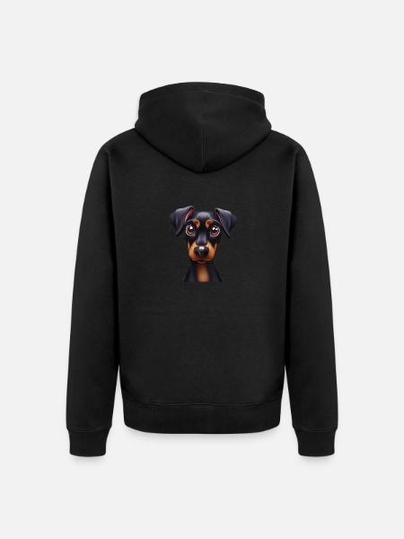 Charming Doberman Pinscher Art - Unisex Premium Organic Zip Hoodie - black