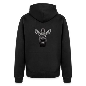 Lachender Esel 1 - Unisex Premium Bio Zip Hoodie - Schwarz - Hinten - Nico (187cm)