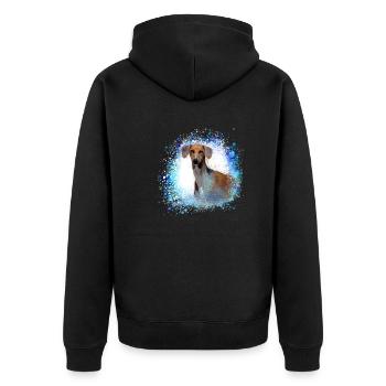 Azawakh, dog, graffiti,blue,painting,greyhound - Unisex Premium Organic Zip Hoodie - black - Back - Nico (187cm)