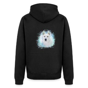 Canaan, chien, graffiti, beige, peinture, akita - Veste à capuche bio Premium Unisexe - noir - Dos - Nico (187cm)