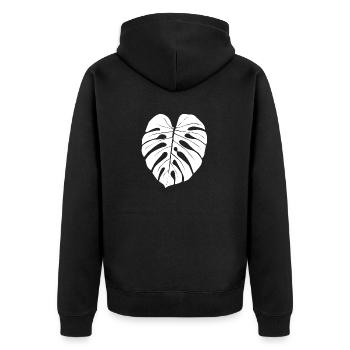 Monstera - Unisex Premium Bio Zip Hoodie - Schwarz - Hinten - Nico (187cm)