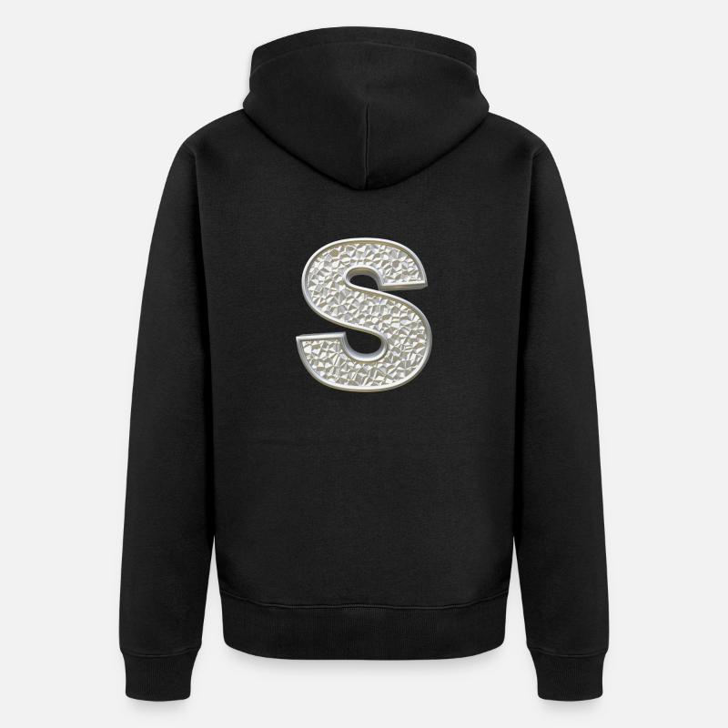 S, letter, initial, monogram, - Unisex Premium Bio Zip Hoodie - Schwarz