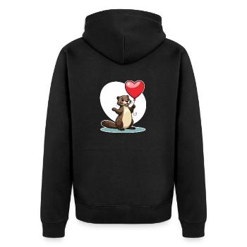 Coeur de loutre - Saint-Valentin - Veste à capuche bio Premium Unisexe - noir - Dos - Nico (187cm)