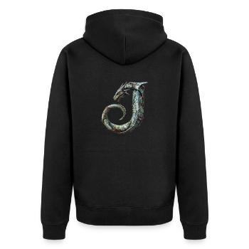 Letter "J" in dragon design. - Unisex Premium Organic Zip Hoodie - black - Back - Nico (187cm)