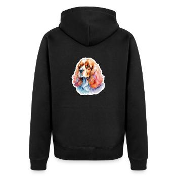 Cocker américain Épagneul Aquarelles - Veste à capuche bio Premium Unisexe - noir - Dos - Nico (187cm)