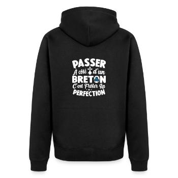 Bretagne Frôler La Perfection Cadeau Breton Breizh - Veste à capuche bio Premium Unisexe - noir - Dos - Nico (187cm)