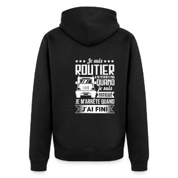 Chauffeur Routier Cadeau Camionneur Humour Camion - Veste à capuche bio Premium Unisexe - noir - Dos - Nico (187cm)
