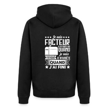 Facteur Idée Cadeau Postier Humour - Veste à capuche bio Premium Unisexe - noir - Dos - Nico (187cm)