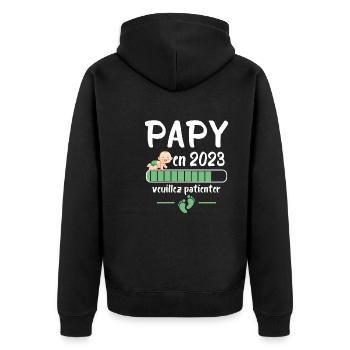 Futur Papy 2023 Idée Cadeau Nouvelle Naissance - Veste à capuche bio Premium Unisexe - noir - Dos - Nico (187cm)