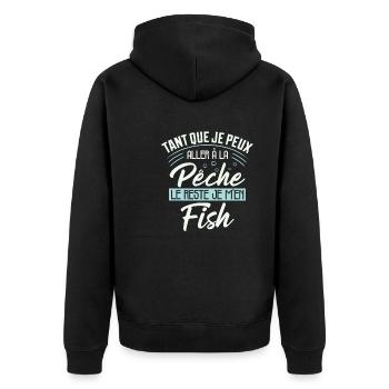 Pêche Humour Le Reste Je M'en Fish Cadeau Pêcheur - Veste à capuche bio Premium Unisexe - noir - Dos - Nico (187cm)