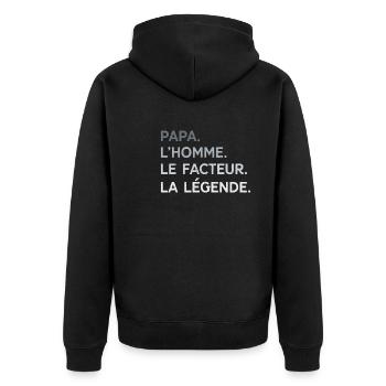 Papa Facteur L'Homme La Légende Cadeau Humour - Veste à capuche bio Premium Unisexe - noir - Dos - Nico (187cm)