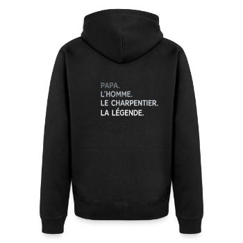 Papa Charpentier L'Homme La Légende Cadeau Humour - Veste à capuche bio Premium Unisexe - noir - Dos - Nico (187cm)