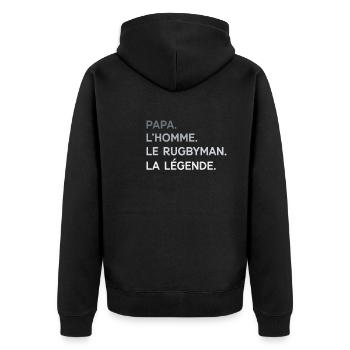 Papa Rugbyman L'Homme La Légende Cadeau Rugby - Veste à capuche bio Premium Unisexe - noir - Dos - Nico (187cm)