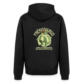 Big Brother Dinosaur Humor T Rex Family Gift - Unisex Premium Organic Zip Hoodie - black - Back - Nico (187cm)