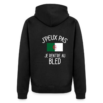 J'Peux Pas Algérie Humour Idée Cadeau Algérien - Veste à capuche bio Premium Unisexe - noir - Dos - Nico (187cm)