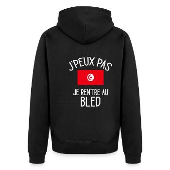 J'Peux Pas Tunisie Humour Idée Cadeau Tunisien - Veste à capuche bio Premium Unisexe - noir - Dos - Nico (187cm)