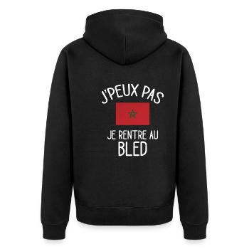J'Peux Pas Maroc Humour Idée Cadeau Marocain - Veste à capuche bio Premium Unisexe - noir - Dos - Nico (187cm)