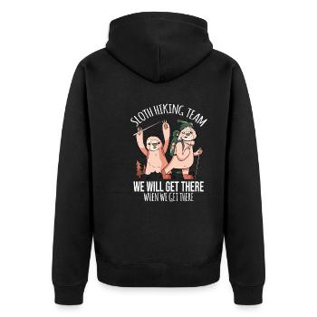 Sloth Hiking Team Shirt We Will Get There - Unisex Premium Organic Zip Hoodie - black - Back - Nico (187cm)