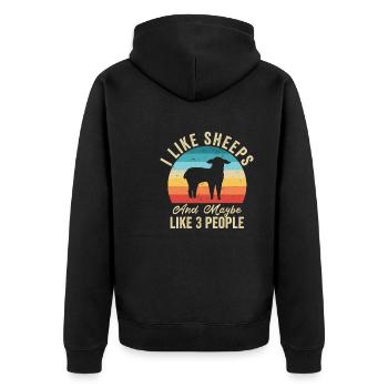 J'aime Les Moutons Humour Fermier Cadeau - Veste à capuche bio Premium Unisexe - noir - Dos - Nico (187cm)