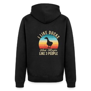 I love Ducks Humor Farmer Gift - Unisex Premium Organic Zip Hoodie - black - Back - Nico (187cm)